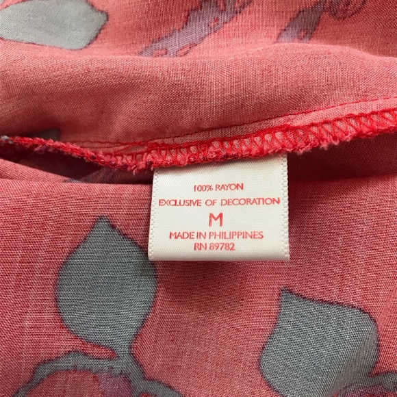 Josie Natori Top Floral Red & White Spaghetti Strap Racer Back Blouse - Picture 6 of 7